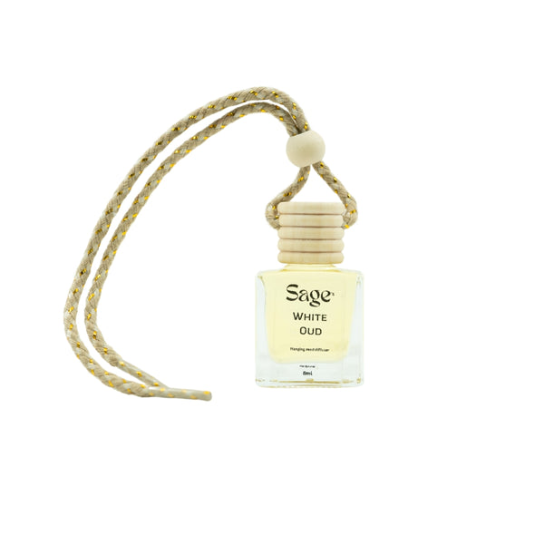 Sage's White Oud Scented Hanging Car Perfume with Essential Oils