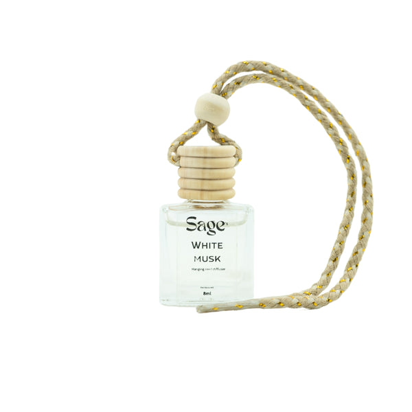 Sage's Exclusive White Musk Fragrance Car Freshener with Wooden Lid