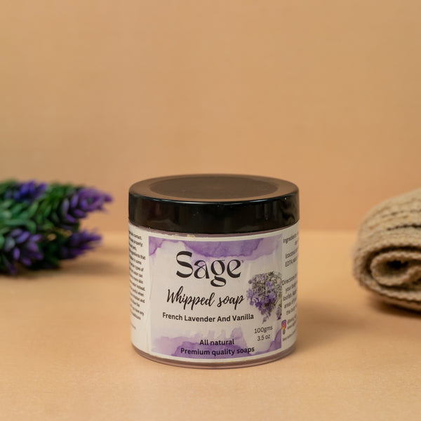 Sage’s Premium French Lavender and Vanilla Flavored All Natural Whipped Soap with Natual Oils and Fragrance Oils