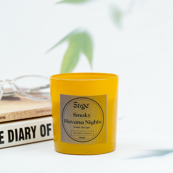 Sage's Handmade Decorative Soy Wax Made Smoky Havana Night Scented Jar Candles Long Lasting Scented Gifts for Loved Ones