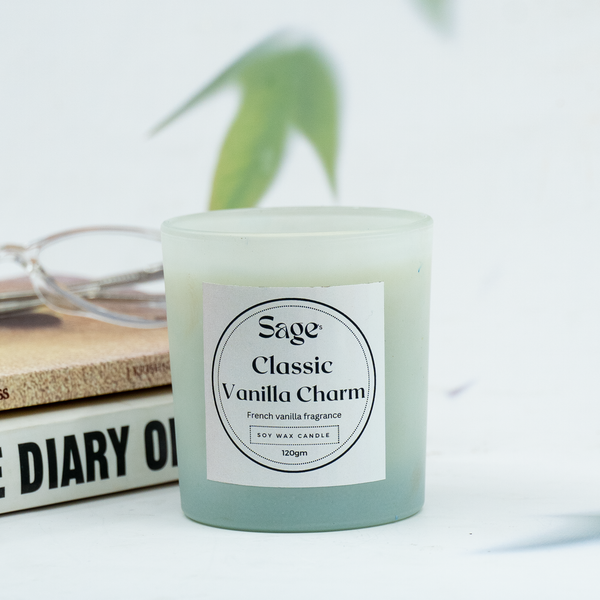 Sage's Handmade Decorative Soy Wax Made Classic Vanilla Charm Scented Jar Candles Long Lasting Scented Gifts for Loved Ones