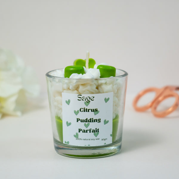 Sage’s Citrus Pudding Parfait Special Mini Soy Wax Candle for Relaxing and Chilling Smell