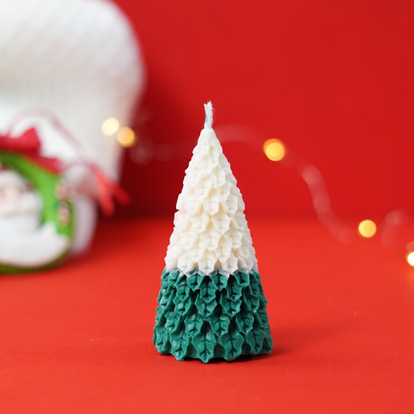 Soy Wax Christmas Tree Pillar Candle for Decor | Christmas Tree Shaped Scented Aromatic Fragrance Candles |Xmas Decoration Accessories (Pack Of 2)